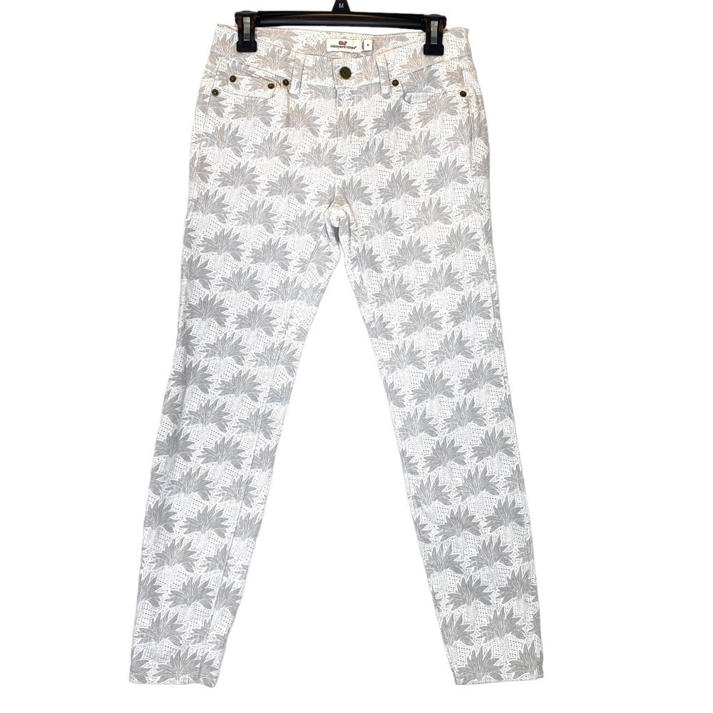 Vineyard Vines size 4 skinny gray white pineapple print jeans pant